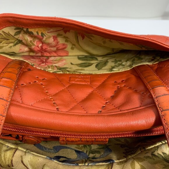 BRIGHTON Orange Leather Puffy Quilted Handbag Side Pockets, Wallet, Dustbag EUC - Picture 16 of 16
